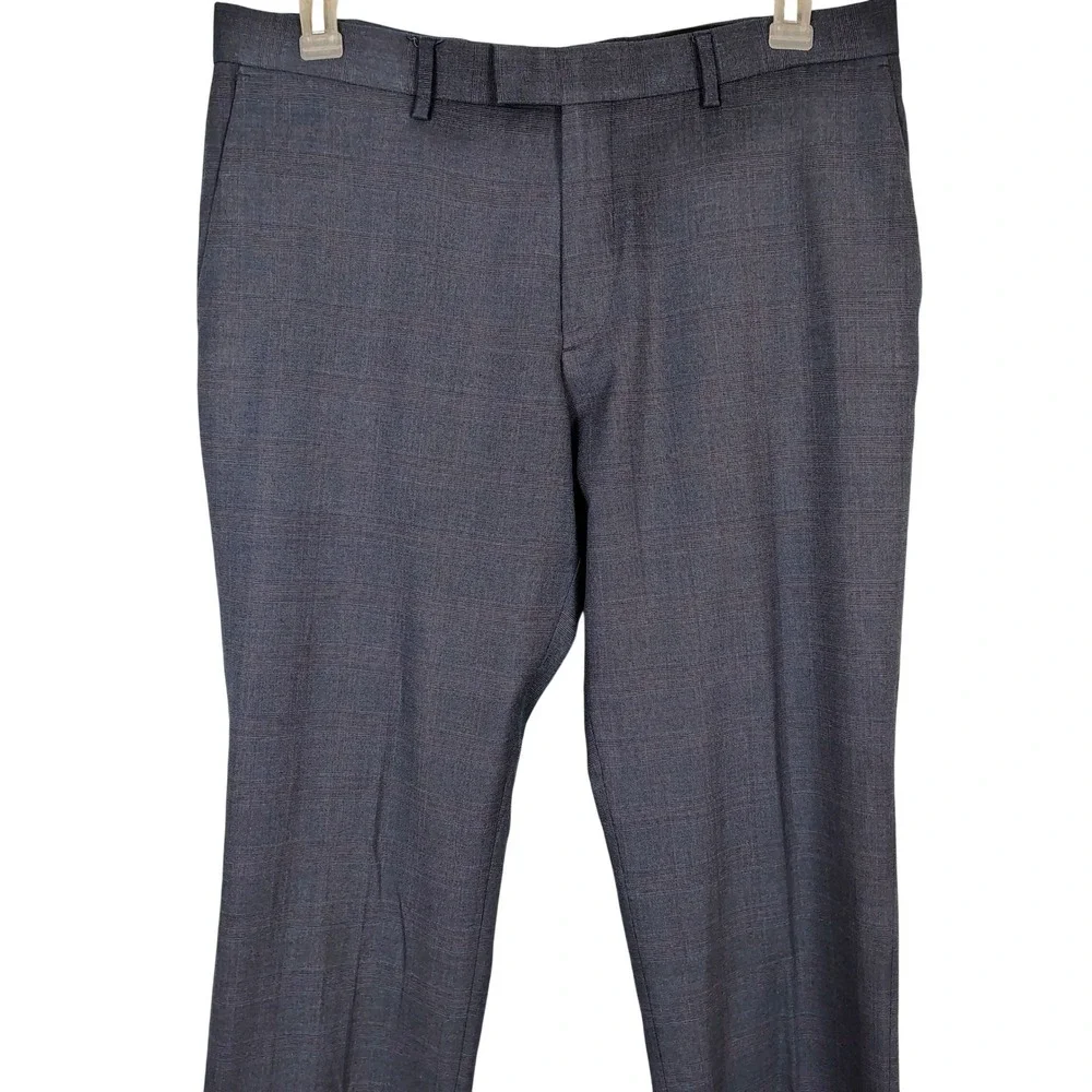 Banana Republic Mens Slim Fit Glen Plaid Dress Pants Blue Grey 34x32
